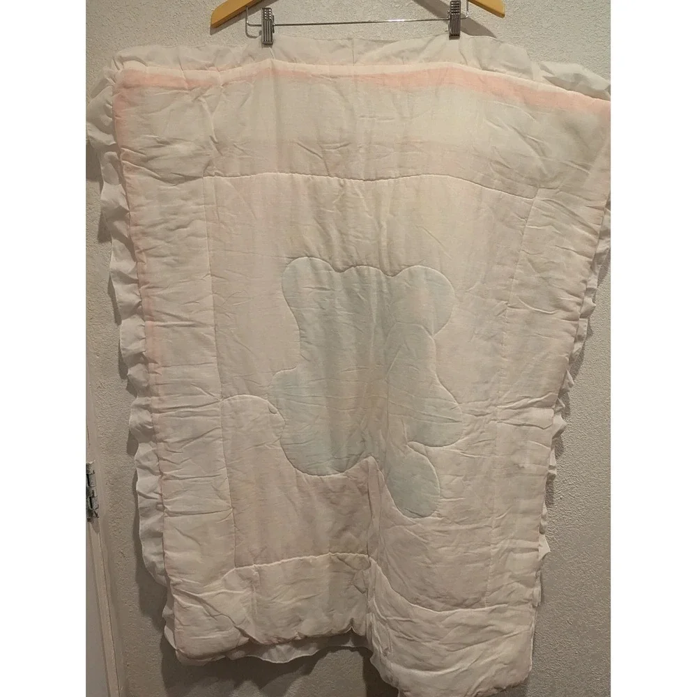 Vintage Baby Quilt and Pillow Set Nursery Decor Teddy Bear Pastel‎ Crib